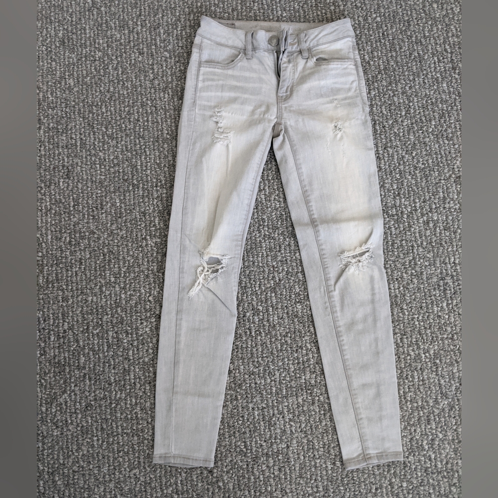 American eagle grey washed ripped jeans